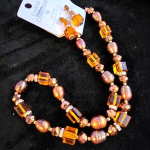 Austrian crystal necklace and earrings designed in usa.